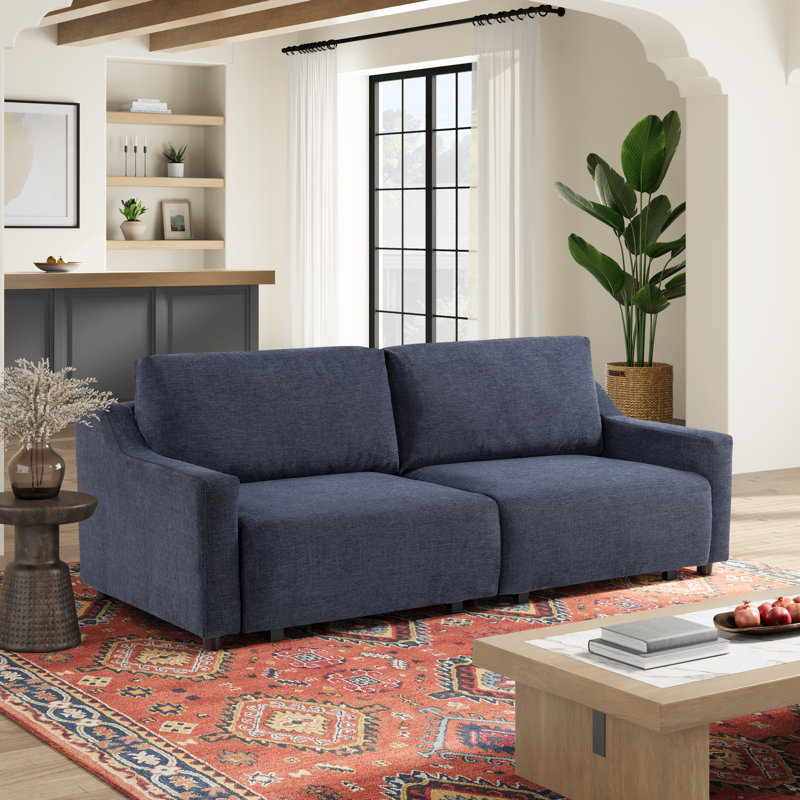 Canapé-lit convertible Serta Gabi 90,2 po (229,7 cm) Queen Size, pliable et compact, en chenille, Bleu marine (performance)