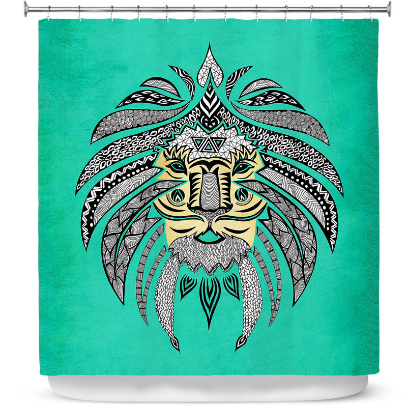 Rideau de douche simple tribal lion turquesa