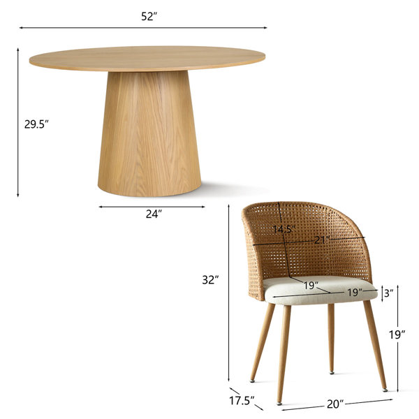 Bayou Breeze Cleston Person Dining Table Sets With 52'' Round