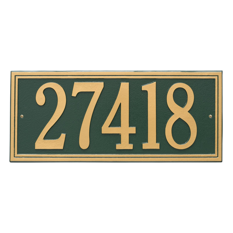 Plaque d'adresse murale 1 ligne Double Line, Oui, Vert et or