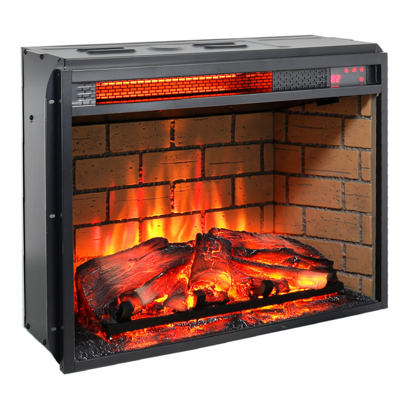 Foyer encastré à quartz infrarouge - version bûche de bois de 23 pouces avec fonction brique. 1500 W de chaleur. 5000 / H. Flamme réaliste. 4 réglages de luminosité. / Ul. Double garantie. Économie d'énergie. 400