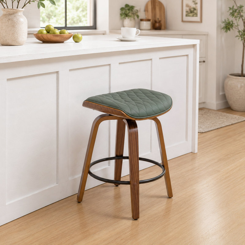 Tabourets de bar pivotants en similicuir Gerald, GREEN, 25.39"