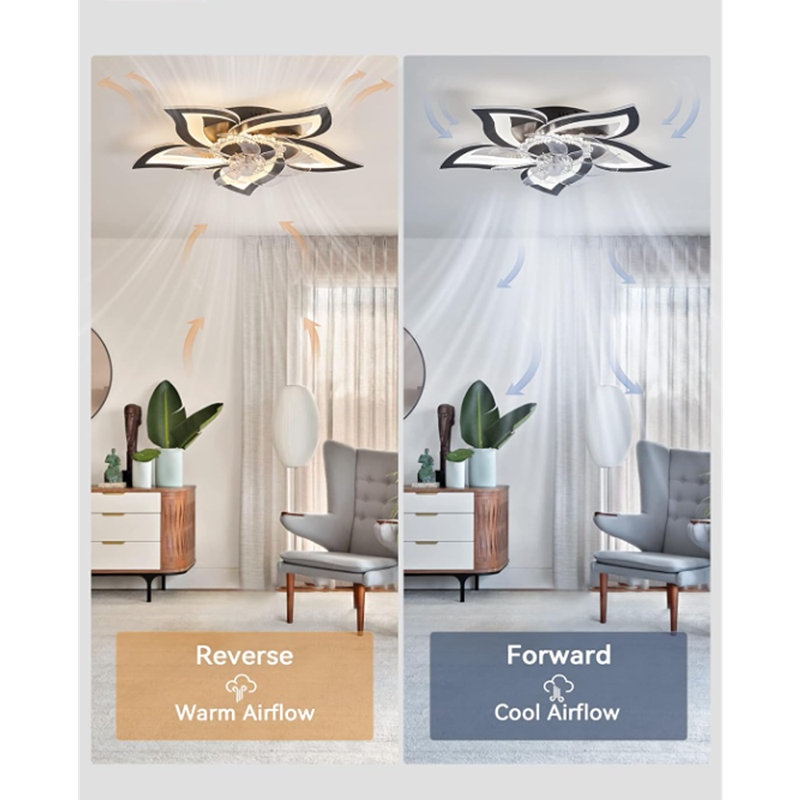 Flower Ceiling Fans With Lights, Small 27 Inch Modern Lo...