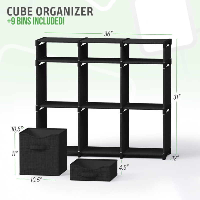 9 casiers de rangement et rangement pour cubes, Noir