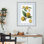 Giclée rétro à rayures bleues et citrons rétro, design avec lettres et doublure