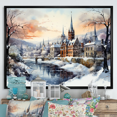 «Wonderful Castle Winter At Christmas - Winter Landscape», art mural