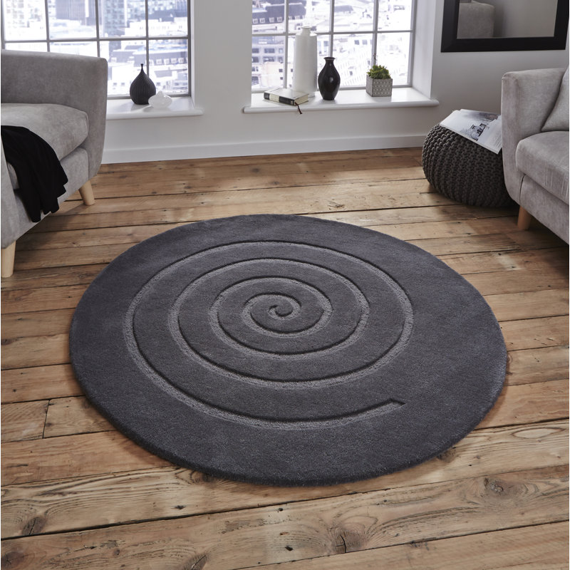 Branscome area rug Hand Tufted Circle Grey, Round 180cm
