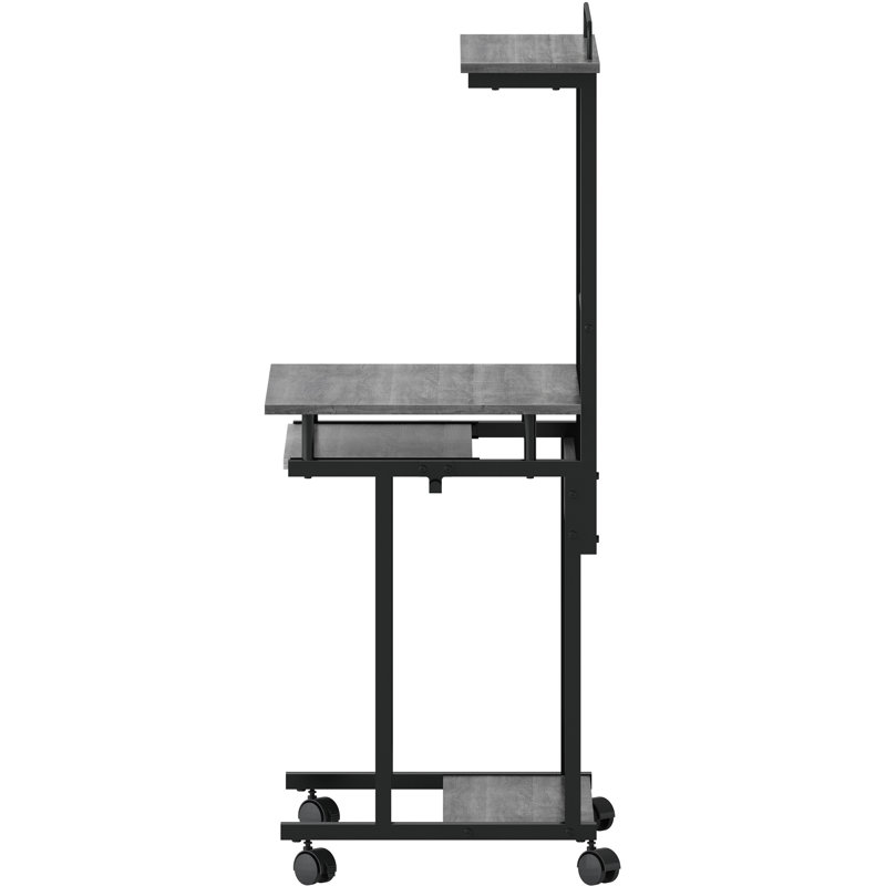 Gray and Black Adjustable Mobile Computer Workstation with Keyboard Tray