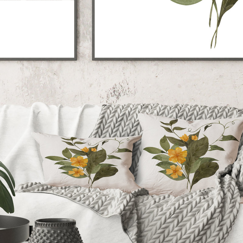 Bouquet rétro avec fleurs sauvages et herbes - coussin décoratif traditionnel, 16 po x 16 po