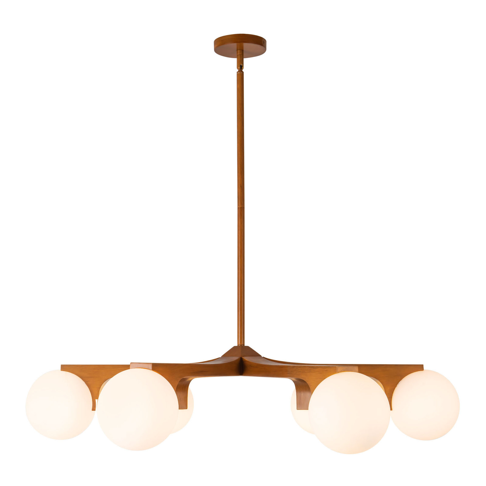 Tarek 37-in Chandelier with Opal Glass, Walnut