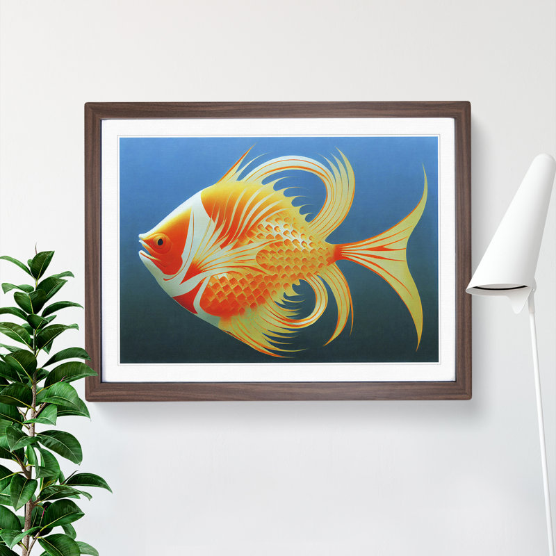 Invigorating Fish - Framed Print, 34cm H x 46cm W x 2cm D, Walnut