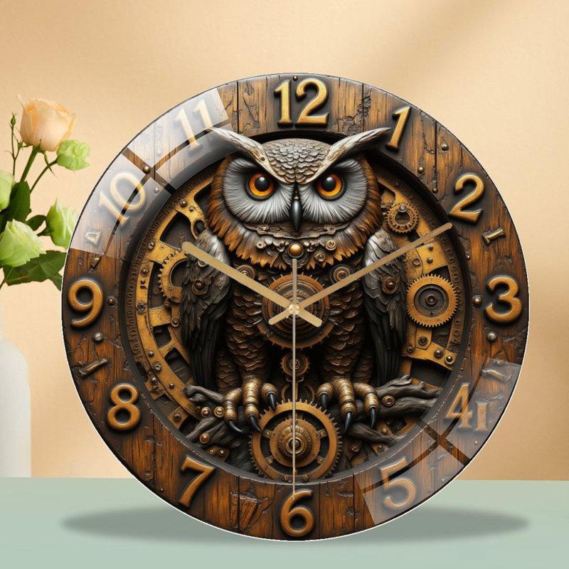 Horloge murale Steampunk Owl