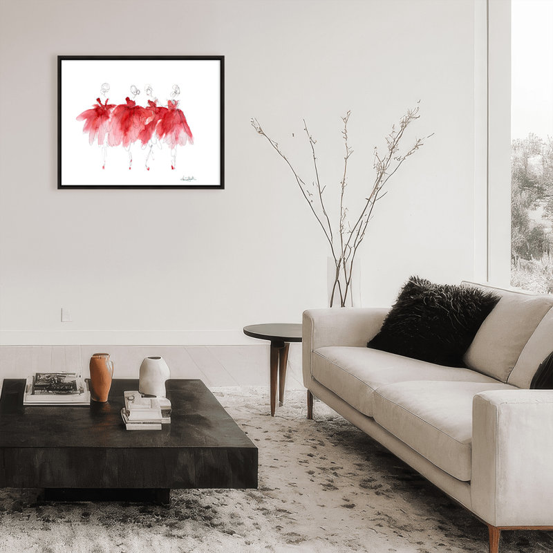 'Ballerinas In Waiting' Framed Print Wall Art, 24" H x 30" W x 2.375" D, Framed Canvas, Black