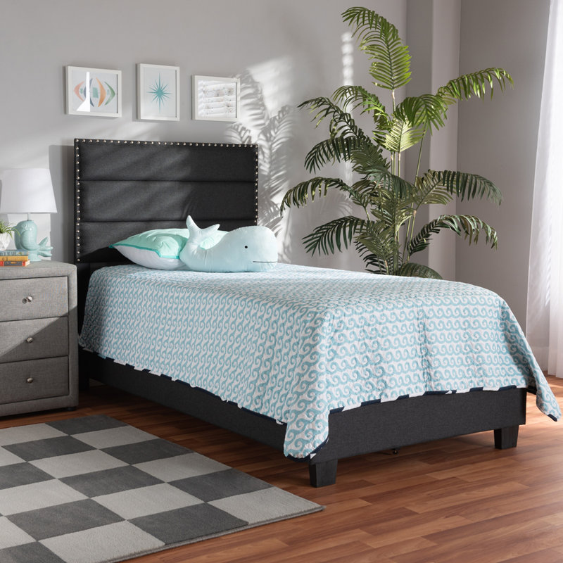 Etalo Upholstered Standard Bed, Dark Gray, Twin
