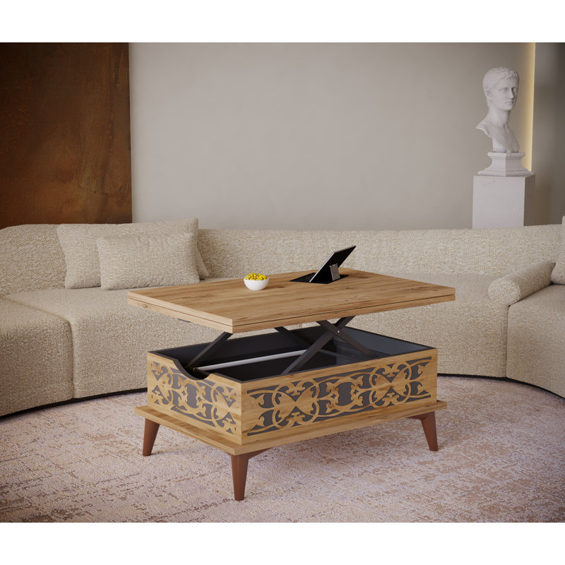 Lift Top Frame Coffee Table with Storage, Brown/Dark Brown