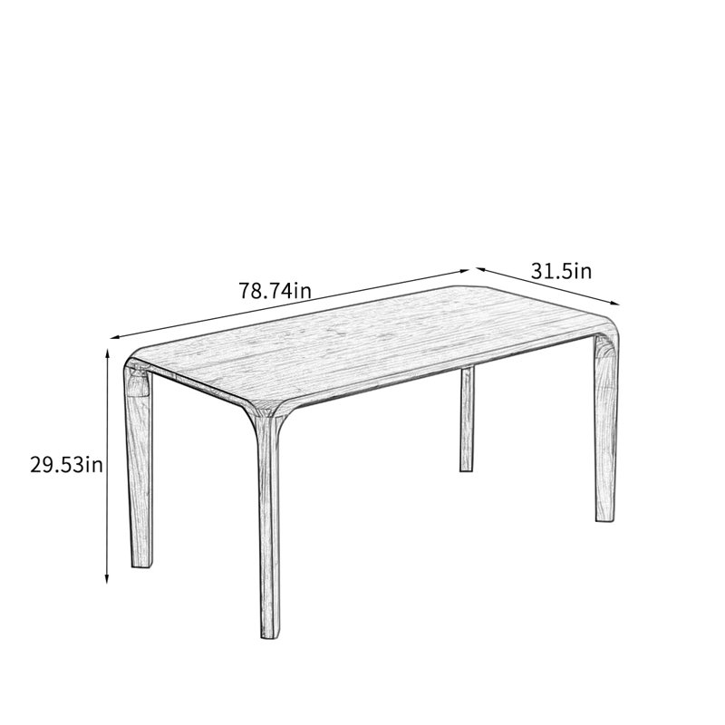 Solid Red Oak Dining Table with Fine Features., 29.53"H x 78.74"L x 31.5"W
