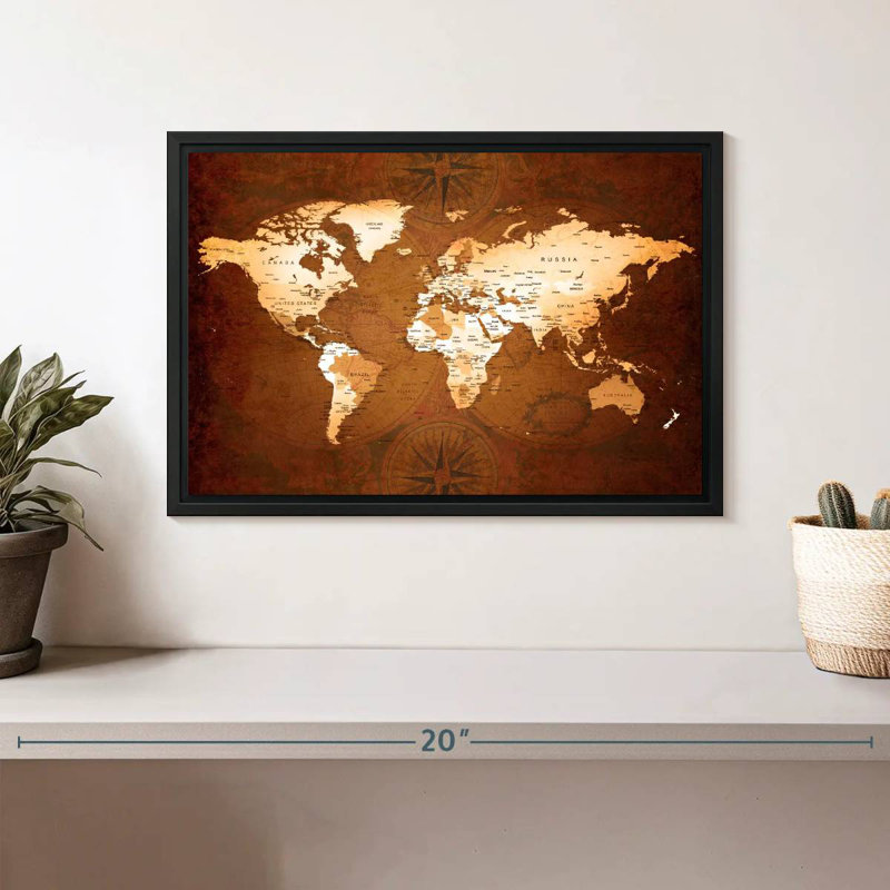 Carte du monde rare Aliaz, H 9 po x l 13 po