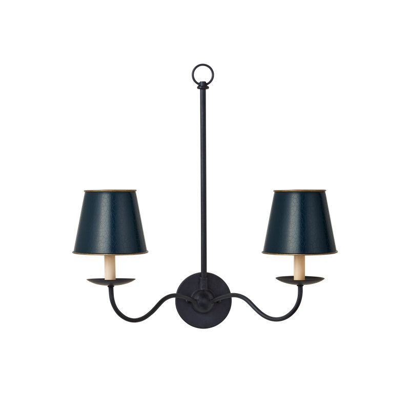 Tole Ivory Tapered Chandelier Shade, Blue
