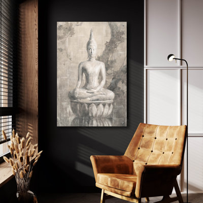  «Bouddha neutre» par Danhui Nai, art mural en verre acrylique, 24 po x 36 po