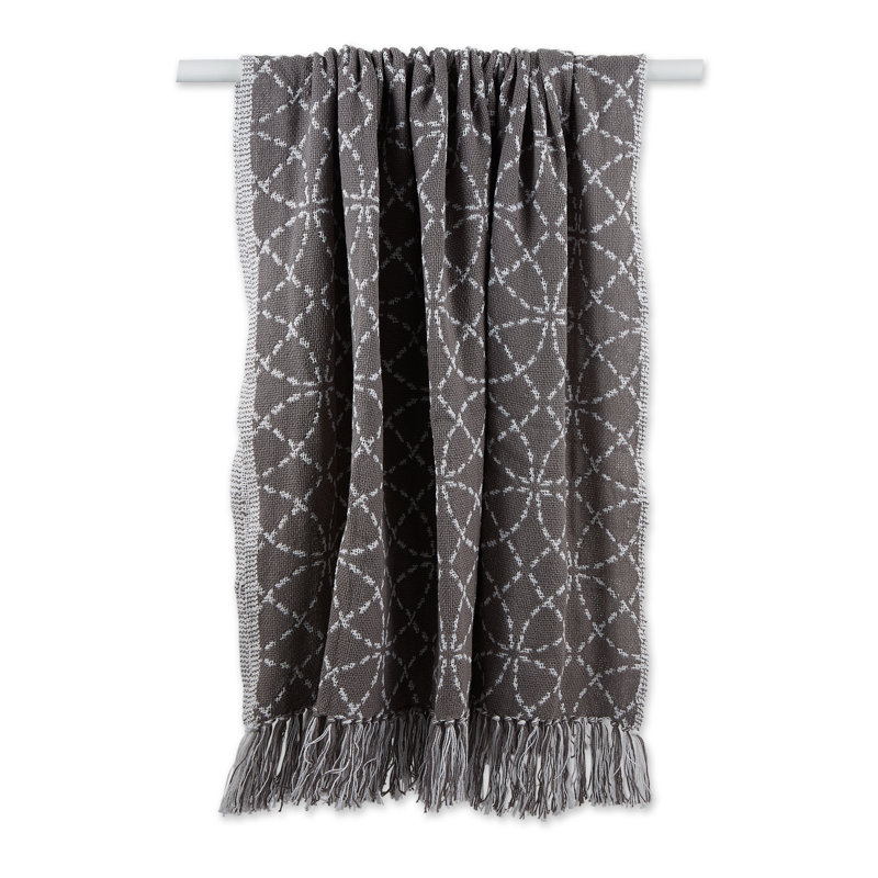 Throws Geo Print Hand Woven Throw Blanket, Gray