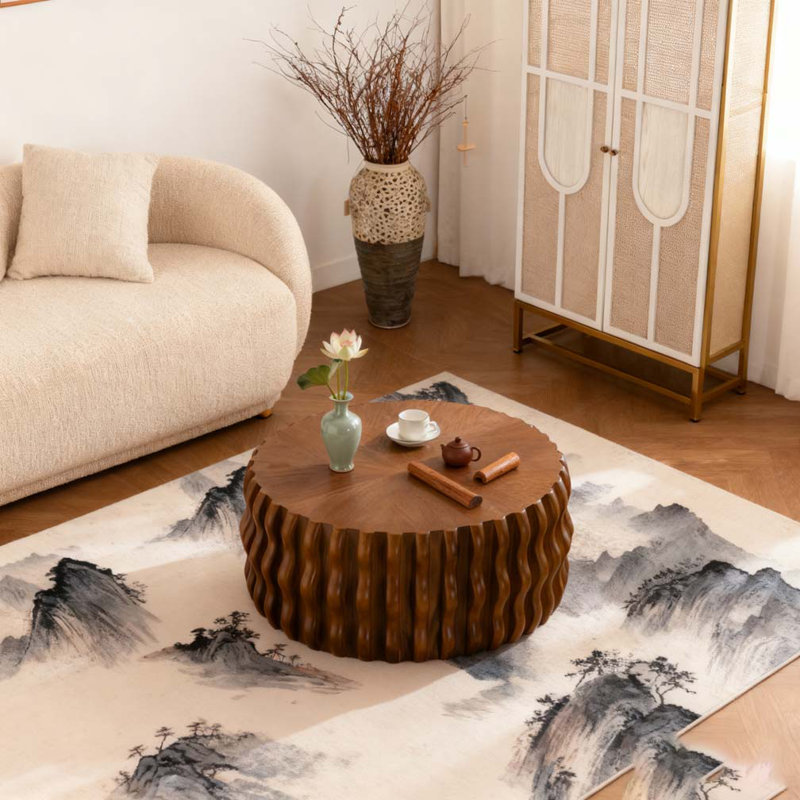 31.50" Ribbed Wave Round Coffee Table