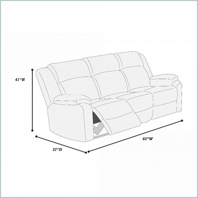 Canapé inclinable Motion en velours côtelé 83 po | Fumée | Accoudoirs coussinés | Mécanisme d'inclinaison en métal
