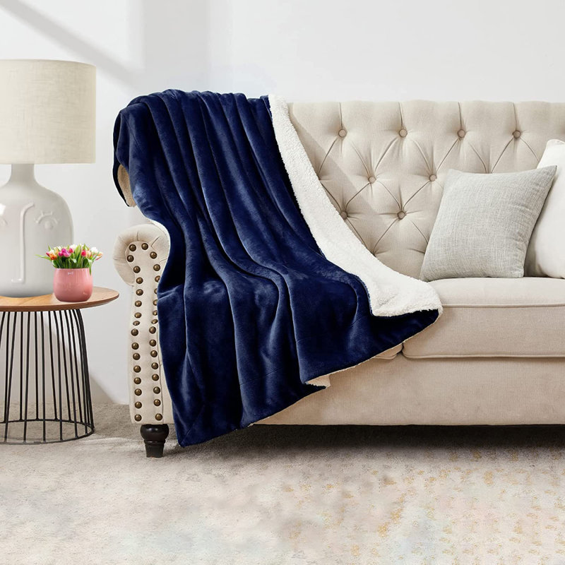 Caulders Canora Grey Blanket, W150 x L200cm, Navy Blue