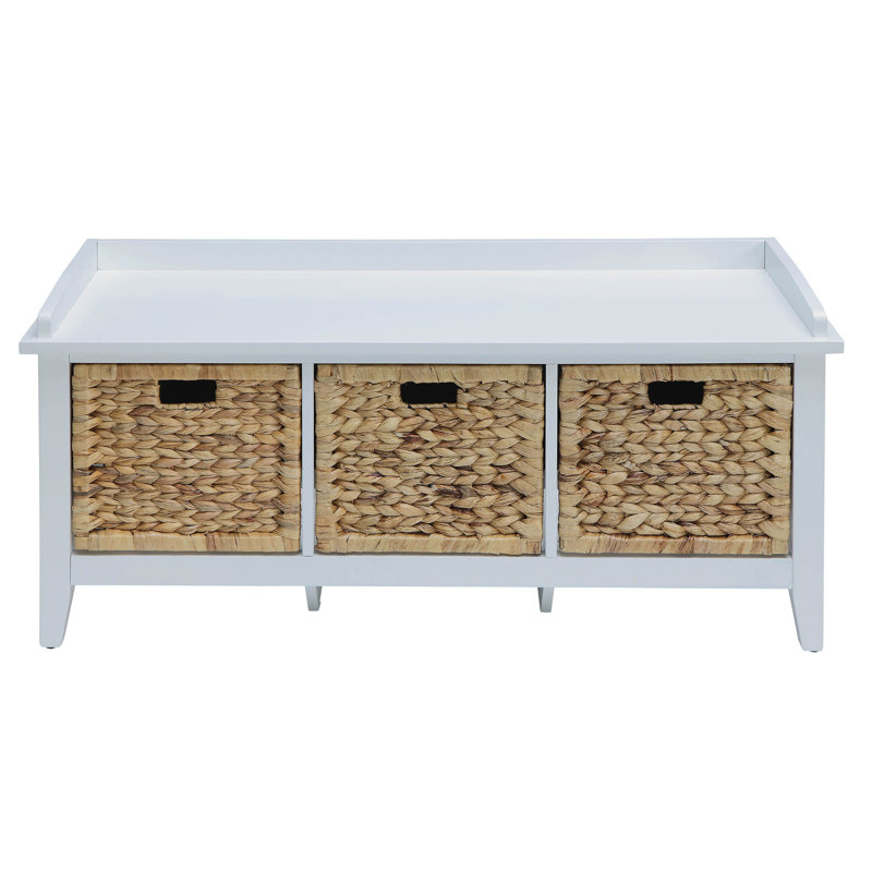 Banc élégant à 3 tiroirs en bois et beige avec espace