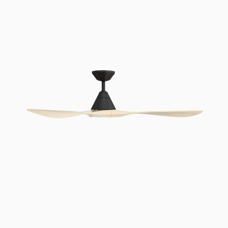 Ventilateur de plafond intelligent à 3 pales en bois naturel Carve avec télécommande incluse, Nickel antique / noyer foncé