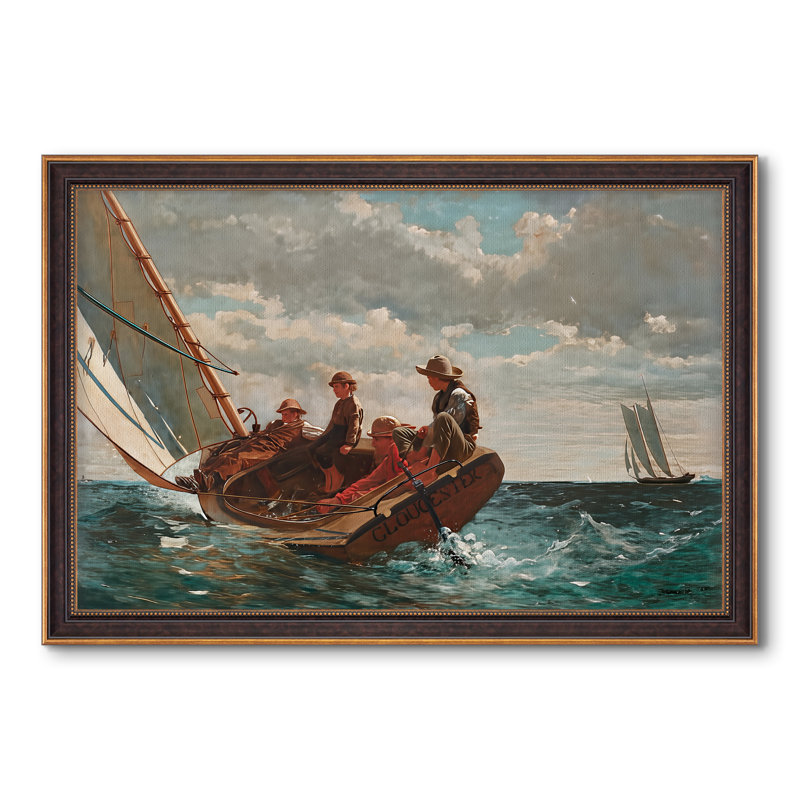 Breezing Up (A Fair Wind), 1873-1876-Winslow Homer - toile sur mesure encadrée, 28x40 INNER SIZE, Framed Canvas