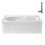 Baignoire en alcôve droite en acrylique blanc brillant avec drain externe 60 po x 32 po Streamline-108366678