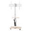 Chariot mobile à meuble télé pour écrans de 32 à 70 pouces, hauteur réglable avec plateau rotatif à 25 ° et support multimédia, support de plancher en métal blanc d'une capacité de 88 lb