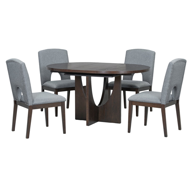 Ensemble de table de salle à manger extensible moderne 5 pièces avec rallonge amovible de 16,2 pouces pour petits espaces Topmax