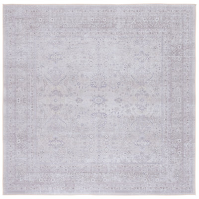 Tucson Vintage Look Machine Washable Non-Slip Area Rug in White/Grey