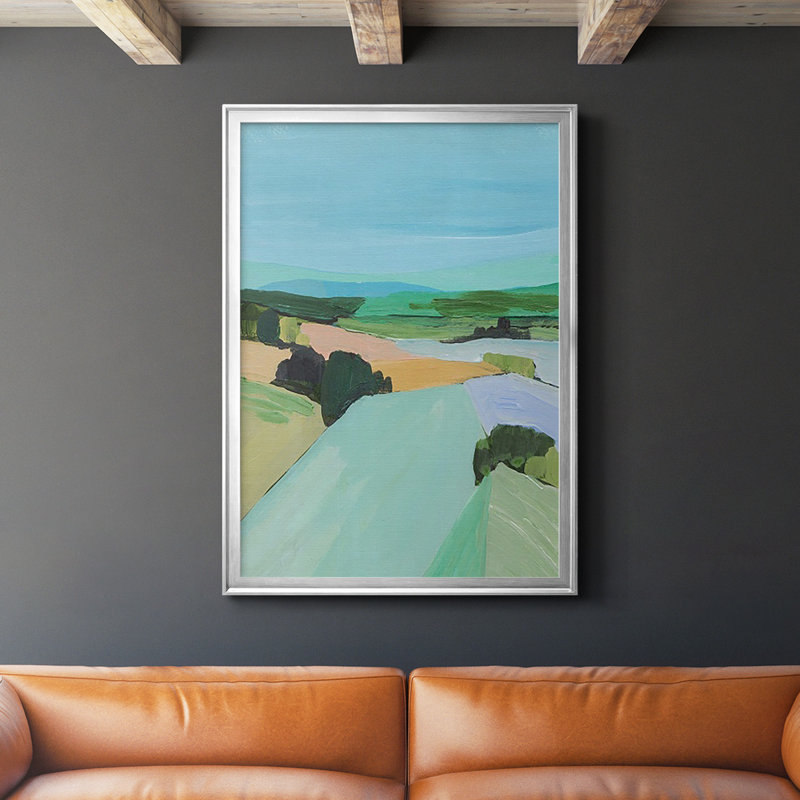 «Bright Colored Countryside IV», reproduction encadrée de qualité supérieure - prête à être accrochée, Argent
