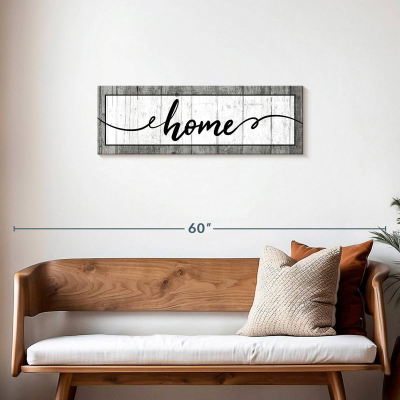 " Wooden Home Typography " by Faithinart, 12" H x 36" W x 1.25" D