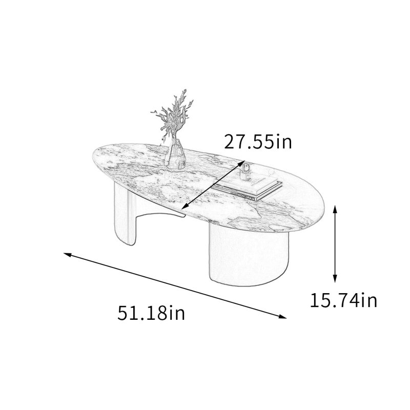 Table basse Modern Simplicity avec base en métal, H 15,74 po x L 51,18 po x l 27,55 po, Blanc / Taupe, Noir