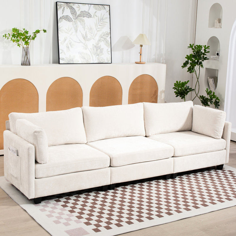 108,15 x 33,14 po Chenille 3 - Améliore le niveau de confort de la maison profond pour un bureau facile à assembler, Beige