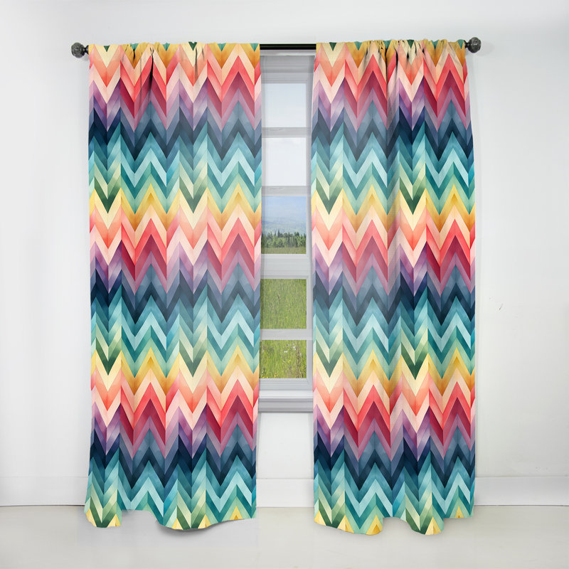 Watercolor Caprice - Motif à chevrons multicolore - Rideau obscurcissant à chevrons - 1 panneau, L 52 po x L 120 po