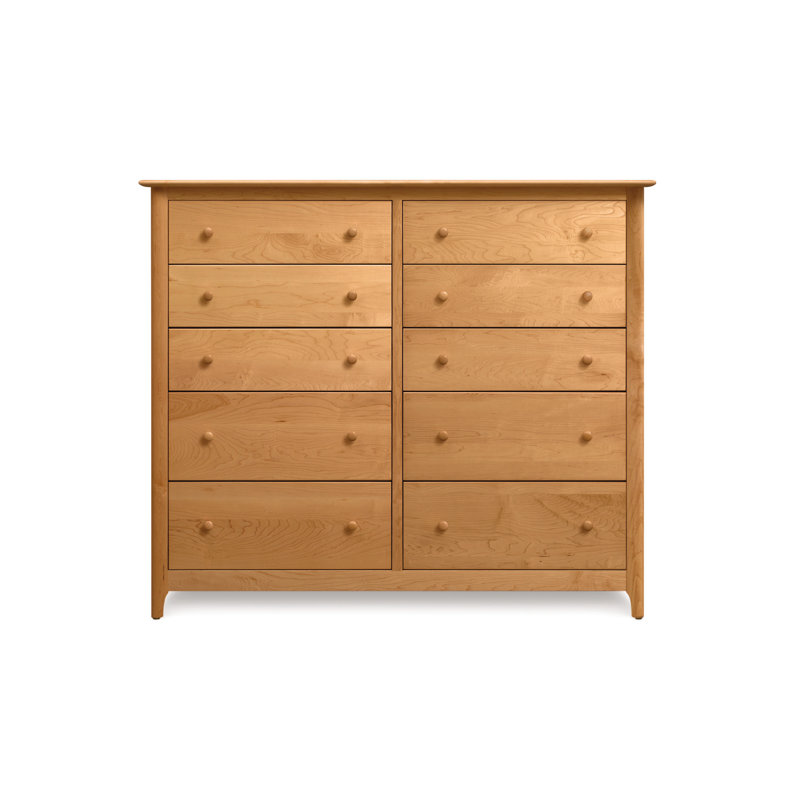 Sarah 10 - Drawer Solid Wood Dresser, Natural Cherry