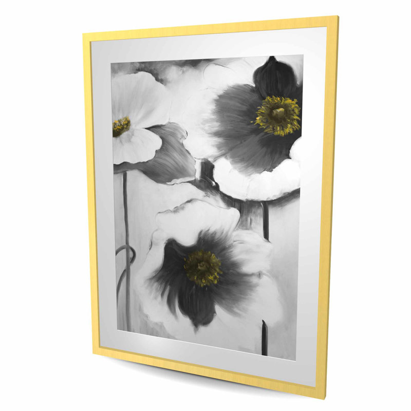 Fleurs noires et blanches - imprimé floral encadré