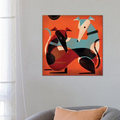 Greyhound pair 1 Piece Wrapped Canvas Wall Art