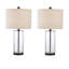 Lampe de table en verre bullé de 23,5 po avec abat-jour 3 voies, abat-jour en lin et base en métal Brokk pour le salon et la chambre à coucher-1172322103
