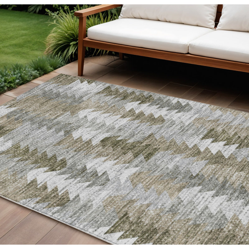 Tapis intérieur lavable à motif géométrique 9 pi x 12 pi beige