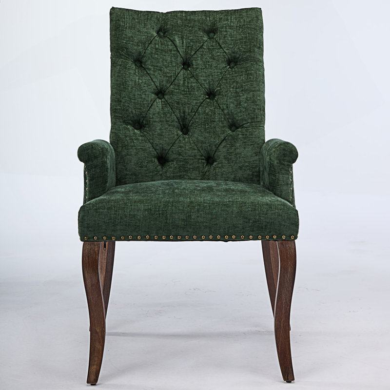 Chaise d'appoint rembourrée avec pieds courbés, Vert olive