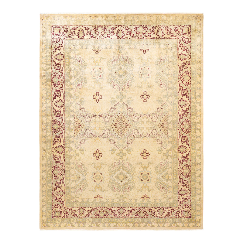Tapis unique en laine noué à la main 9 pi 1 po x 12 pi nouvel âge Ohlone