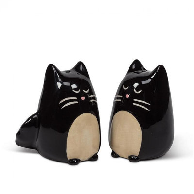 Salière et poivrière noire à poils noirs pour chat