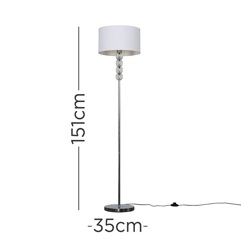 Dycus 151cm Traditional Floor Lamp, White, Yes