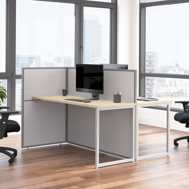 Easy Office Piece Computer Desk Office Set, Natural Elm