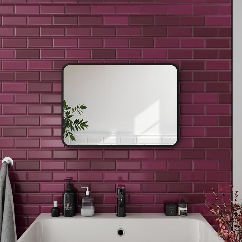 Aluminum Rectangle Mirror, Black, 70cm x 50cm
